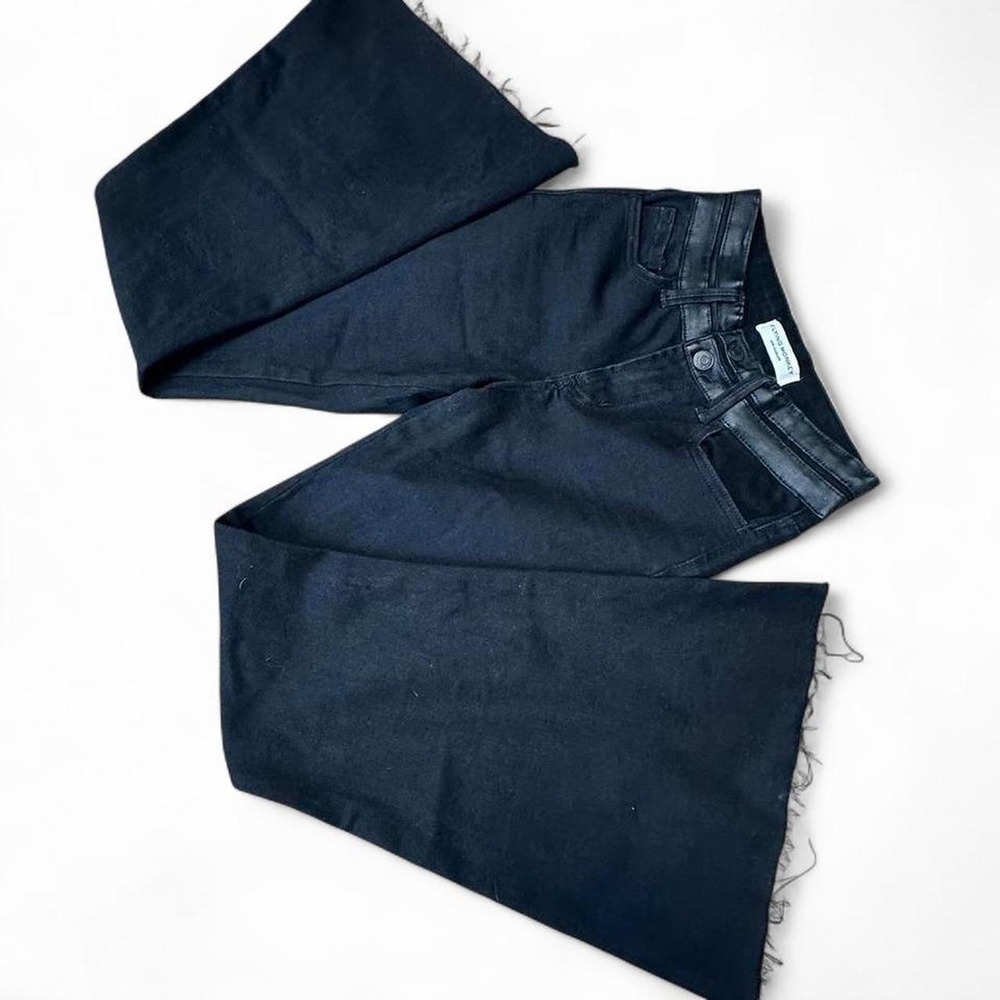 Flying Monkey High-Rise Super Flare Frayed Hem Black Jeans  Size 24